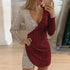 Women's Hip Wrap Bodycon Paillette Cocktail Dress