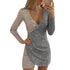 Women's Hip Wrap Bodycon Paillette Cocktail Dress