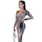 Women's Hip Wrap Print Long Sleeve Bodycon Dress