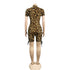 Women's Hollow Out Deep V Neck Leopard Rompers