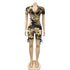 Women's Hollow Out Deep V Neck Leopard Rompers