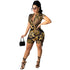 Women's Hollow Out Deep V Neck Leopard Rompers