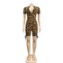 Women's Hollow Out Deep V Neck Leopard Rompers