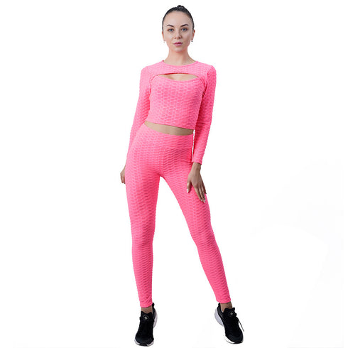 Women's Hollow Out Top Yoga Skinny Activewear Sets