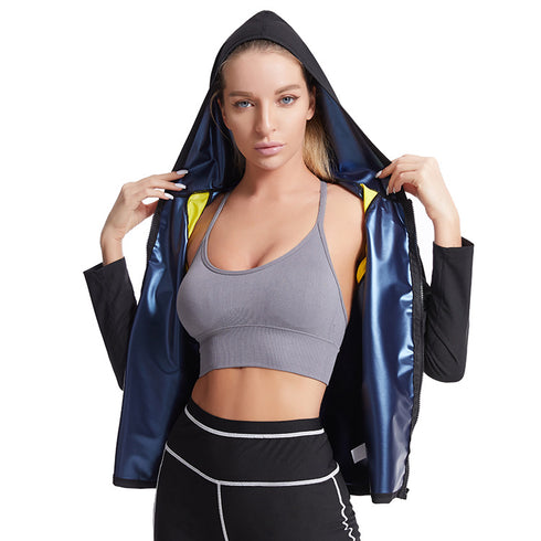Women's Hot Sweat Body Shaper Zipper Long Sleeve Sport Tops