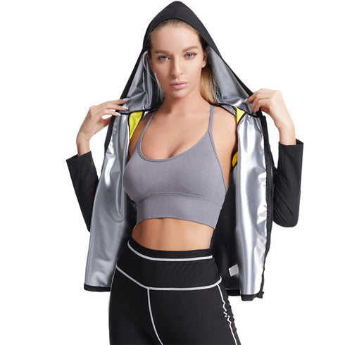 Women's Hot Sweat Body Shaper Zipper Long Sleeve Sport Tops