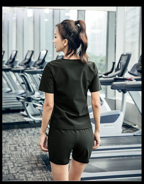 Women's Hot Sweat T-shirt Yoga Shorts Sauna Suits