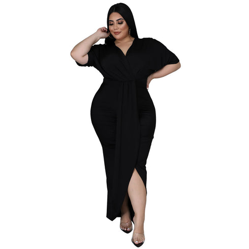 Women's Irregularity Plus Size Short Sleeve Bodycon Dresses