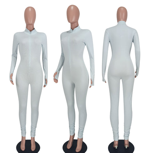 Women's Jogger Outfit Matching Suits Pure Color Jumpsuits