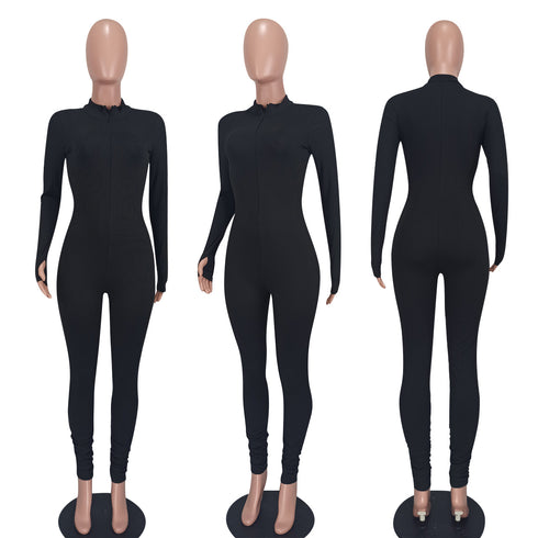 Women's Jogger Outfit Matching Suits Pure Color Jumpsuits