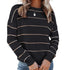 Women's Knit Tops Striped Long Sleeve Pullover Sweater