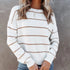 Women's Knit Tops Striped Long Sleeve Pullover Sweater
