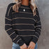 Women's Knit Tops Striped Long Sleeve Pullover Sweater