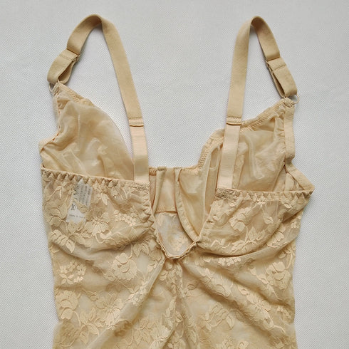 Women's Lace Bodysuits Abdomen Control Shapewear with Bra