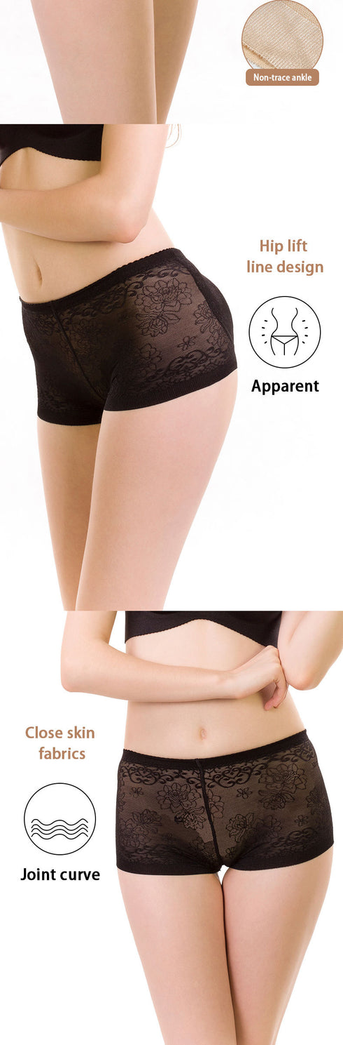 Women's Lace Breathable Panties Hip Pads Boxer Shorts