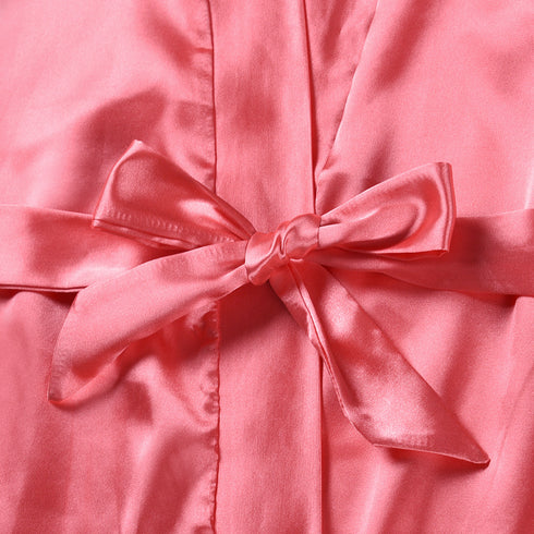 Women's Lace Long Sleeve Nightwear Satin Pajama Dress