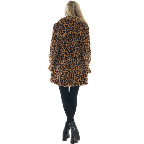 Women's Lapel Open Front Outwear Faux Fur Coats