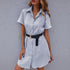 Women's Lapel Short Sleeve Stripes Shirt Dresses