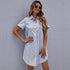 Women's Lapel Short Sleeve Stripes Shirt Dresses