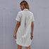Women's Lapel Short Sleeve Stripes Shirt Dresses
