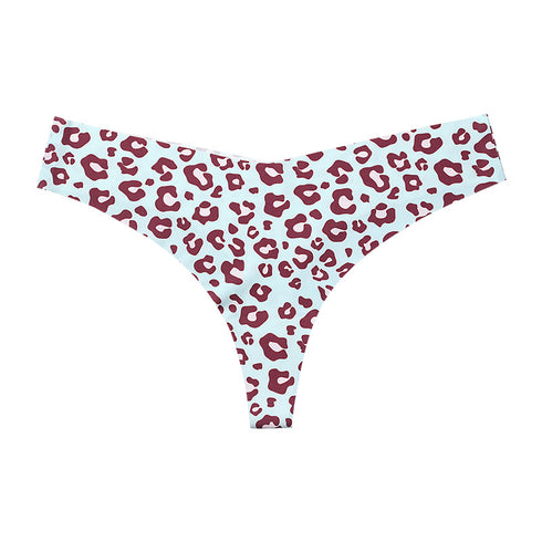 Women's Leopard Floral Print Thong Panties Soft Sexy Panties