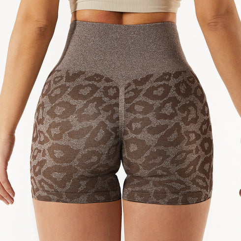 Women's Lift Hips Running Skinny Yoga Leopard Printing Shorts