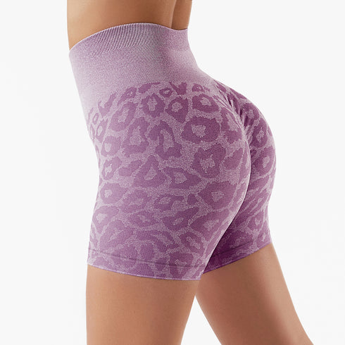 Women's Lift Hips Running Skinny Yoga Leopard Printing Shorts