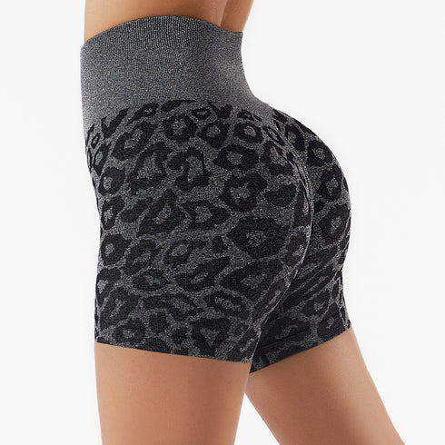 Women's Lift Hips Running Skinny Yoga Leopard Printing Shorts