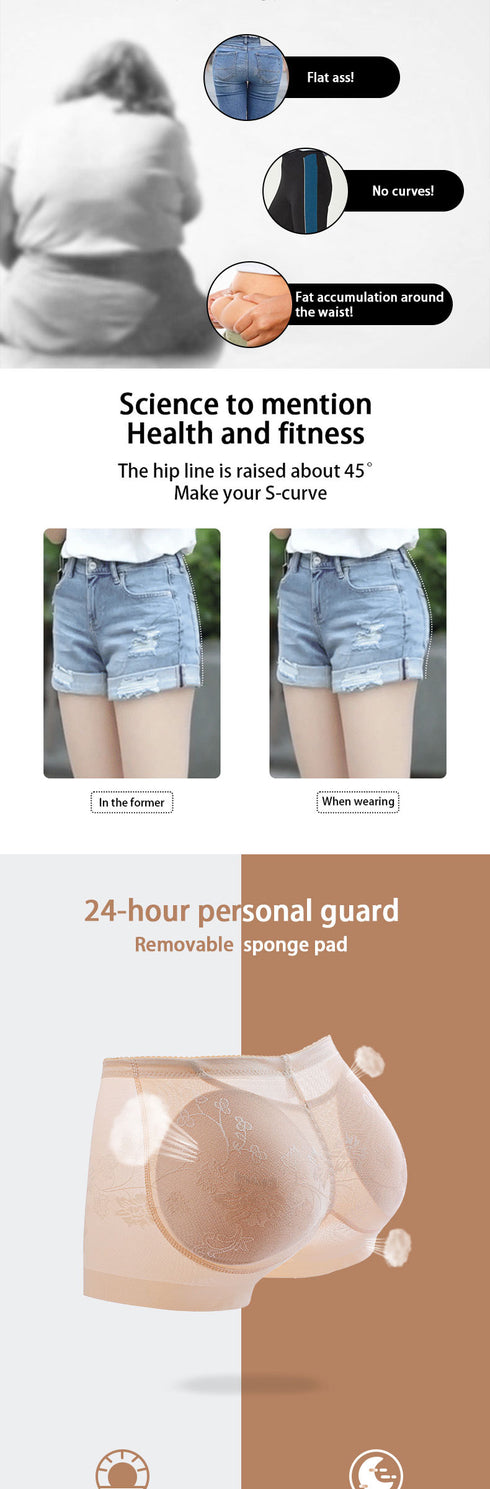 Women's Lightweight Seamless Lace Panties Hip Pads