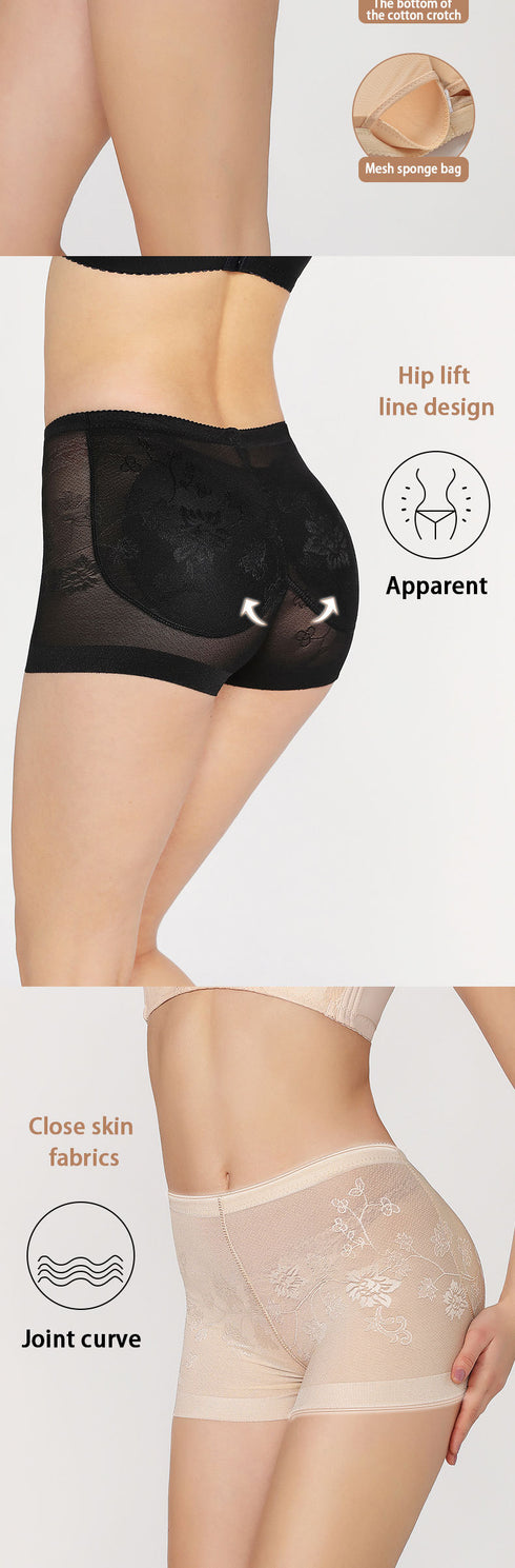 Women's Lightweight Seamless Lace Panties Hip Pads