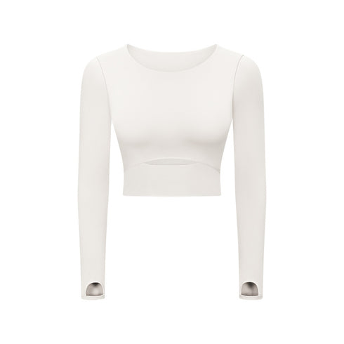 Women's Long Sleeve Activewear Crop Top with Bra Pad