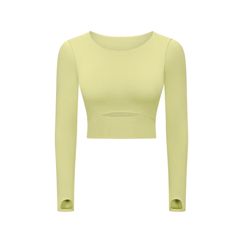 Women's Long Sleeve Activewear Crop Top with Bra Pad