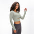 Women's Long Sleeve Activewear Crop Top with Bra Pad