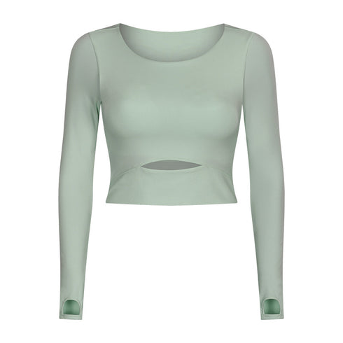 Women's Long Sleeve Activewear Crop Top with Bra Pad