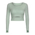 Women's Long Sleeve Activewear Crop Top with Bra Pad