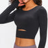 Women's Long Sleeve Activewear Crop Top with Bra Pad