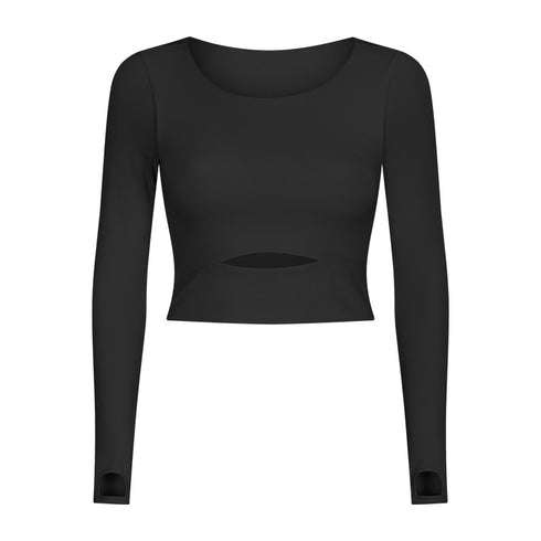 Women's Long Sleeve Activewear Crop Top with Bra Pad