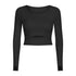Women's Long Sleeve Activewear Crop Top with Bra Pad