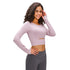 Women's Long Sleeve Activewear Crop Top with Bra Pad