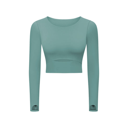 Women's Long Sleeve Activewear Crop Top with Bra Pad