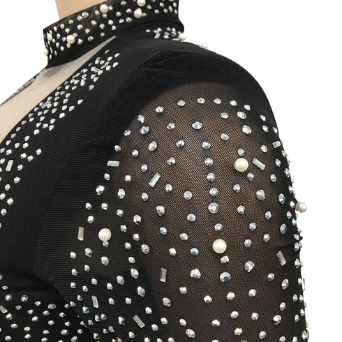 Women's Long Sleeve Fluoroscopy Gauze Cocktail Dresses