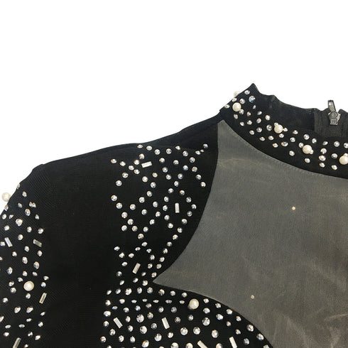 Women's Long Sleeve Fluoroscopy Gauze Cocktail Dresses