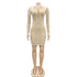 Women's Long Sleeve Fluoroscopy Gauze Cocktail Dresses