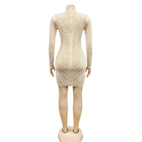 Women's Long Sleeve Fluoroscopy Gauze Cocktail Dresses