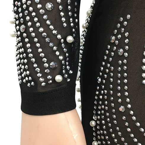 Women's Long Sleeve Fluoroscopy Gauze Sequins Dresses