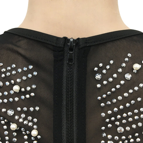 Women's Long Sleeve Fluoroscopy Gauze Sequins Dresses