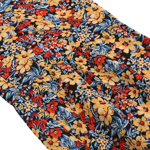 Women's Long Sleeve High Waisted Strappy Floral Chiffon Dress