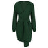 Women's Long Sleeve Hip Wrap V Neck Strappy Dress