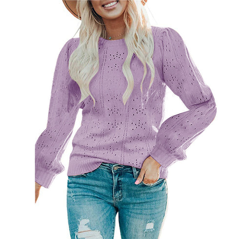 Women's Long Sleeve Hollow Out Pullover Sweater