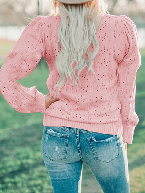 Women's Long Sleeve Hollow Out Pullover Sweater